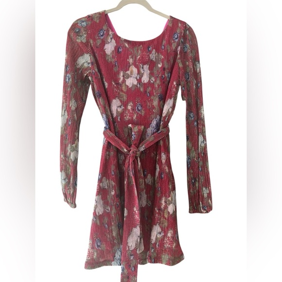 Dress The Population Kirsi Metallic Floral Long Sleeve Minidress NWT - Picture 5 of 5